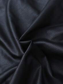 Men's Urban Style Jacket In Faux Leather, Long Sleeve With Zip Closure, Regular Fit, Casual Color Block Design, Pockets, Polyester Lining And Baseball Collar. - Black - View 7