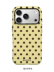 GIIPPA 1 Piece Cream-Colored Background With Brown Polka Dot Design Phone 17 Pro Max Case, Compatible With Phone 16 Pro Max, 15 Pro Max, 14 Pro Max, Korean Stylish And Interesting Phone Case, Fits 11/12/13/14/15/16 Pro Max Plus, Elegant Design Suitable For Both Men And Women, Ideal Gift For Girlfriend On Christmas, Valentine's Day, Easter, Wedding Season And Birthday - Creamy Yellow - View 1