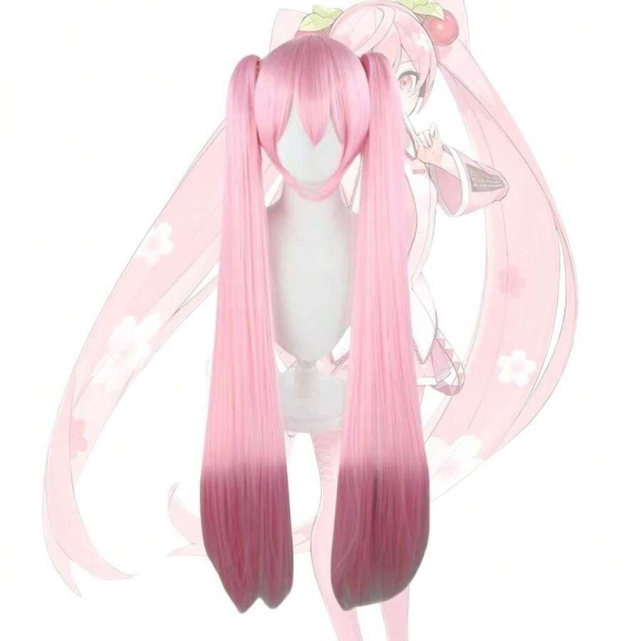 Tóc giả kẹp màu hồng dài, gợn sóng kiểu anime, buộc hai bím tóc, thích hợp cho các hội nghị anime, lễ hội hóa trang, dạ hội Halloween. Kèm theo lưới giữ tóc.
