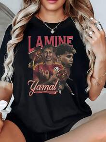 Players Celebrating The Passion Of Football With Youthful Energy And Winning Spirit; Comfortable Women's T-Shirt For Everyday Wear, Modern And Eye-Catching - 黑色 - 查看 8