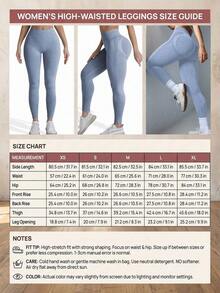 sin costuras de cintura alta de unicolor para uso diario, fitness y yoga para mujeres - Azul 2 - Ver 7