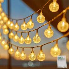 1pc 10/20/40/80LED Crystal Ball String Lights -- Battery Powered Hanging String Lights, Ball Diameter 1.7cm/0.66in, Perfect For Holiday Celebrations, Weddings, Outdoor Camping, Camping Parties, Garden, Yard, Gardening Decoration, Essential Outdoor Decor - Multiple Styles - View 5