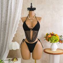 2026 Nuevo y Sexy Traje de Baño de Dos Piezas de Malla Brillante para Mujer - 9406 Rosa - Ver 6