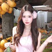 2个时尚薄纱花朵发夹，度假风发夹，少女发饰 - 粉色 - 查看 12