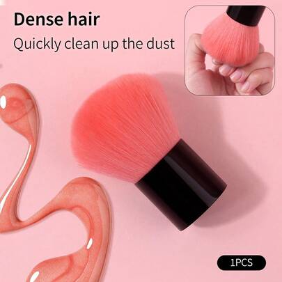 1pc Portable Nail Powder Brush, Metal Short Handle Design With Soft Bristles, Easy & Quick Nail Powder Cleaning For Beginners & Manicure Makeup, Multi-Purpose