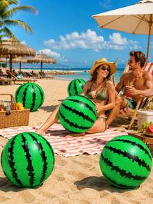 3pcs Thickened PVC Watermelon Shaped Inflatable Beach Balls, Pool Backyard Games, Fruit Themed Pool Party Decor, Pool Floats - Inflatable Watermelon Ball - View 7