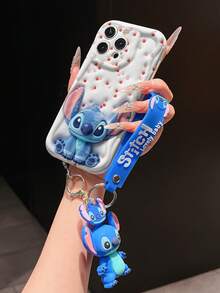Disney Lilo And Stitch Phone Case : 3D Fluffy Pattern Border Protector Phone Soft Phone Case With A Free Cute Stitch Bracelet Chain Lanyard, Stitch, Lilo, Angel, For Apple 17 Promax 17 Pro 16 15 14 13 12 11 Pro Max XS Max X XR Soft Cover Summer Phone Case - 白色 - 查看 4