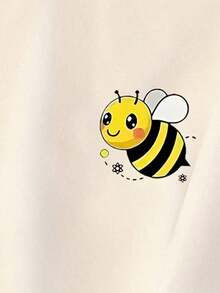 tops de mujer con estampado de abeja pequeña, playera de algodón blanca con diseño lindo y minimalista, ideal para looks frescos en 2026 - Blanco - Ver 5