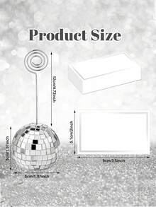 2/4/6 piezas Soportes para tarjetas de bola de discoteca, soportes para fotos y números de mesa, soportes giratorios de bola de discoteca plateada, adecuados para exhibir menús, bodas, fiestas y cumpleaños - Tarjetero de discoteca + tarjetas - Ver 10