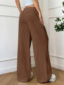 Women's Loose-Fitting, Low-Waisted Linen Trousers In A Bohemian And Casual Style, Wide-Leg And Relaxed Drawstring Pants, Soft And Comfortable, Suitable For Everyday Casual Wear And Holidays, All Year Round, Spring - 全穀類咖啡 - 查看 2