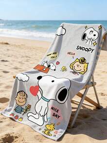 SNOOPY 畅销史努比超细纤维沙滩巾，卡通儿童沙滩浴巾，夏季海边吸水毛巾 - 長方形 - 查看 10