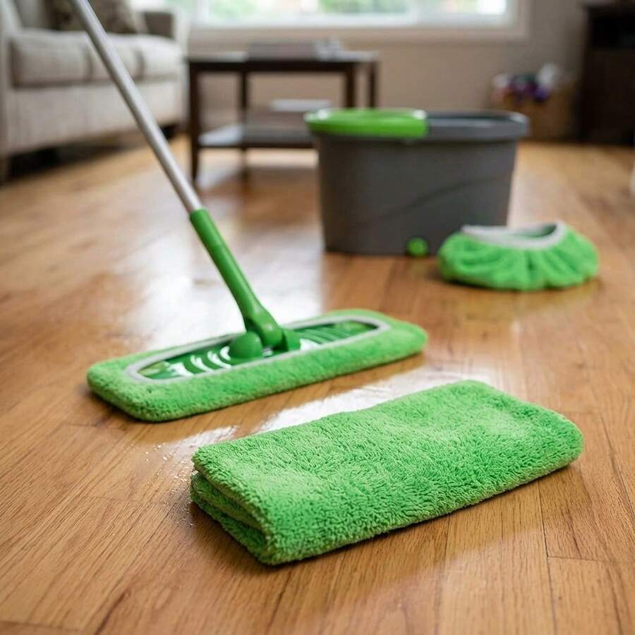 New Upgrade Flat Mop Replacement Cloth 8PCS Set, Wet Dry Dual-Purpose Household Absorbent Mop Pads, Reusable Washable Floor Cleaning Mop Cloth Covers For Indoor Home Floor Maintenance - 綠色-8Pcs - 查看 1