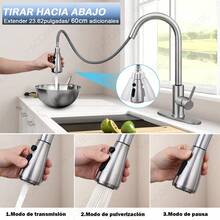 Stainless Steel Pull-Out Single Lever Kitchen Mixer Tap - Brushed Nickel - View 3