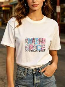 Fashionable T-Shirt For Everyday Wear <Strange Grace> - 180g, Soft And Comfortable, Short Sleeve, Suitable For Family Gatherings And Corporate Events - A Festive Gift For Holidays, Team Building Activities And Summer Celebrations. - 白色 - 查看 1