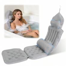 Full Body Bath Pillow With Headrest Lumbar Support Quick-Drying Bathtub Cushion With Breathable 4D Honeycomb Mesh Cushion Nonslip Machine Washable - Gray - View 11