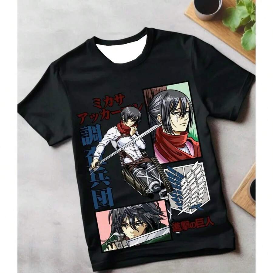 Anime Attack on an Zeke Yeager Beast an 3D Print TShirt M1en WoM1en Graphic T1EEs Casual Streetwear Short Sve Tops 220G algodón grueso unisex, textura suave y tacto agradable, cómodo y respetuoso con la piel. Estilo clásico y sencillo que nunca pasa de moda, ideal para el día a día, actividades deportivas, viajes, vacaciones y cualquier ocasión informal. - Negro - Ver 1