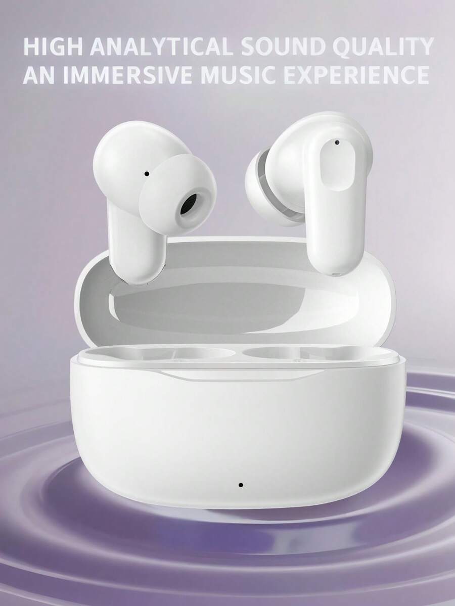True Wireless Bluetooth Earbuds With Built-In Microphone For Clear Calls, Long Battery Life, Sweat-Resistant Design, Compatible With IOS And Android Devices, Suitable For Fitness, Running And Daily Use - White - View 1