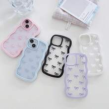Bow Case For IPhone17 Pro Max, 16 Pro, 15 Plus, 14 Plus, 13 12, Clear Cute Ribbon Bow Phone Case Curly Wavy Aesthetic Phone Case, Slim Soft Transparent Shockproof Protective Cover For Women Girls - Pink - 粉色 - 查看 7