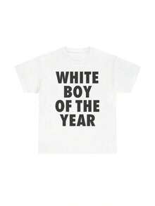 Men's Oversized Graphic T-Shirt With Humorous Text Design - 白色 - 查看 1