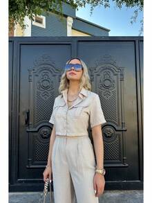 Women Two-Piece Outfits - Apricot - View 2