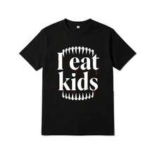 Bold Graphic Tee With The Phrase 'Like Kids', Halloween Inspired Design, Unique Streetwear For Teens, Casual Fashion. - 黑色 - 查看 5