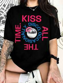 Harry Style Kiss All The Time Disco Occasional, Disco Ball, Love On Tour Essential T-Shirt 1 - Black - View 1