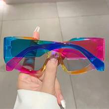1 Piece New Women's Polygonal Fashion Glasses Colorful Design Versatile Unisex Decorative Glasses - Rượu sâm panh kép đầy màu sắc - Xem 9