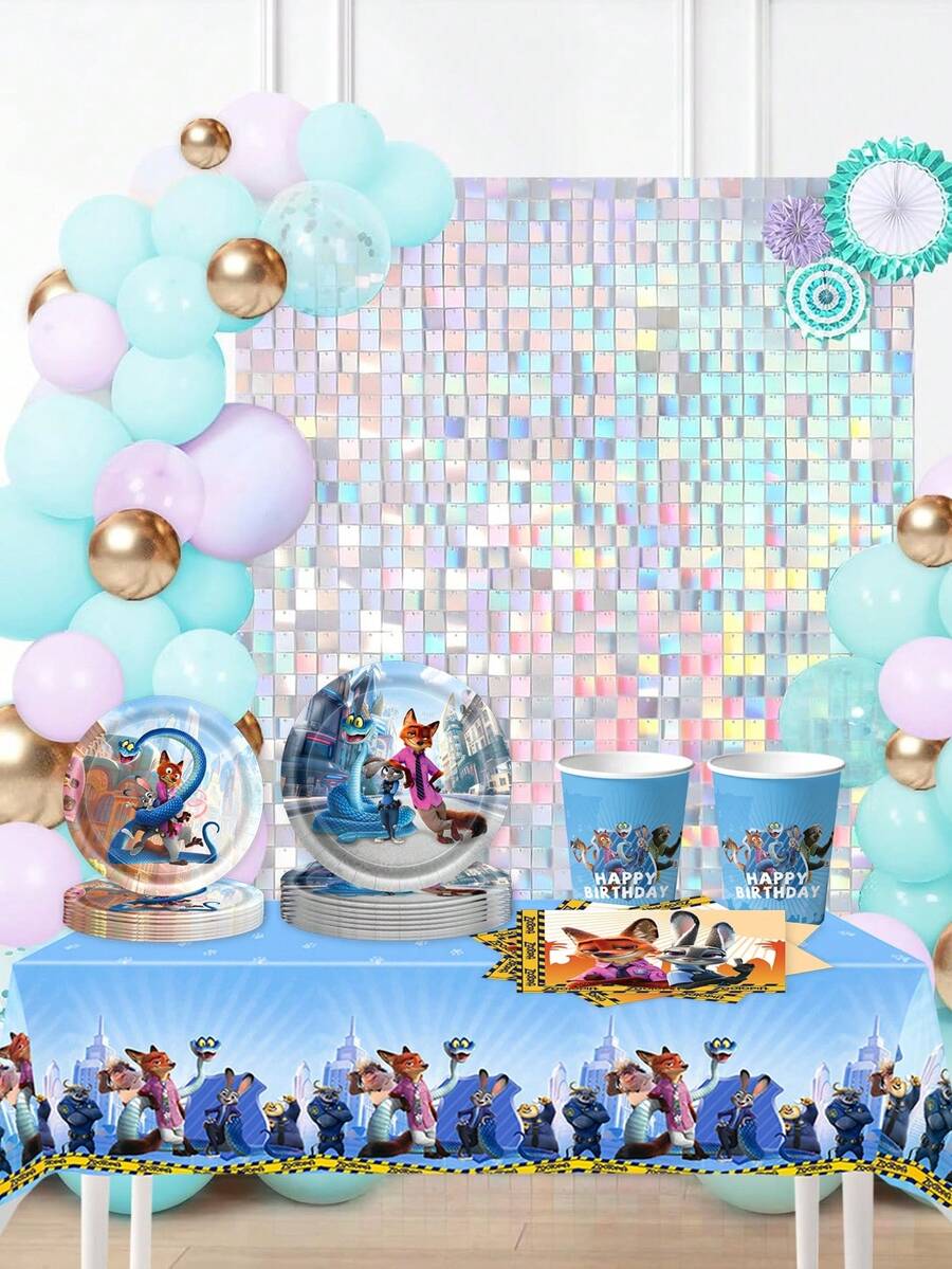 Disney Bộ đồ dùng tiệc theo chủ đề Zootopia, bộ dụng cụ sinh nhật hoàn chỉnh gồm đĩa, cốc, khăn ăn và khăn trải bàn cho các bữa tiệc theo chủ đề. Biến bữa tiệc của bạn thành thế giới Zootopia sống động với bộ đồ dùng tiệc theo chủ đề trọn gói này, được thiết kế để tạo ra trải nghiệm ăn uống liền mạch và sống động. - Bộ đồ ăn - Xem 1
