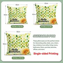 4 pièces Housses de coussin en velours imprimées avec motif tournesol d'été, 100% polyester, décoration pour salon, chambre à coucher, sans insert de coussin, 40x40cm/45x45cm/50x50cm - Multicolore 08 - Voir 2