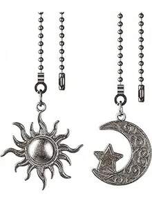 Ceiling Fan Pull Chain Set, 4pcs Moon Pattern Pull Chain Extension, Ceiling Fan Pull Chain Pendant, 12 Inch Ceiling Fan Chain Extender With Ball Fan Chain Connector - Moon and Sun - View 15
