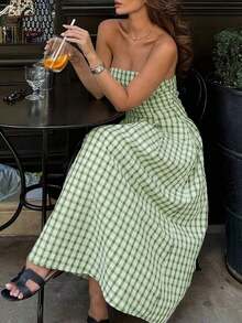 Women Midi Dresses - Mint Green - View 3