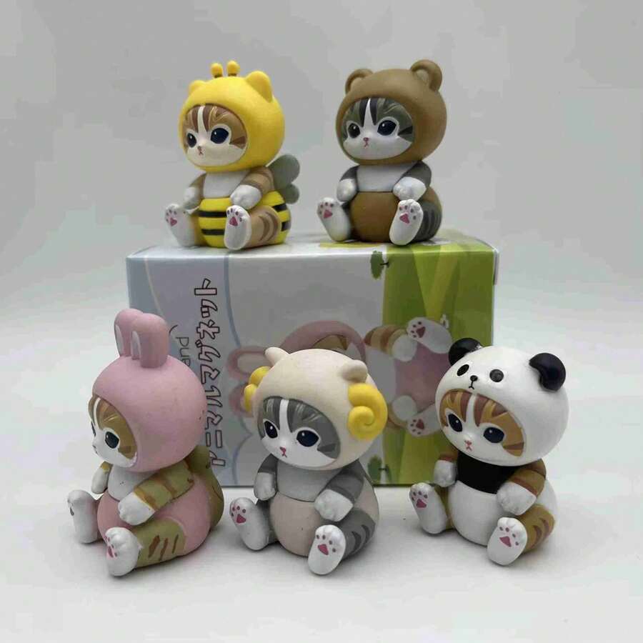 mofusand 1pc Animal Hooded Cat Blind Box, Random Cute Style, Desktop Decoration & Multi-Functional Holiday Gift. (Random Style) - Multicolor - View 1