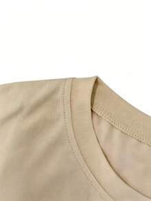 Camiseta de algodón 100% puro con ilustración vintage para mujer, con fondo beige y cinta azul, estampado con el eslogan "Best Mix Mom & Dad", corte holgado, cálida, conmemorativa para la familia, informal, de manga corta para uso diario - Camiseta unisex de algodón holgado de manga corta y cuello redondo estilo vintage, blusas para mujer. blusas.blusas casuales para dama. - Albaricoque - Ver 5