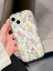 1pc Floral Pattern Cream Transparent Anti-Drop Phone Case, TPU Material, Suitable As Holiday Gift, Compatible With Apple IPhone Xs/Xsmax/Xr/11 12 13 14 15 16pro/Promax/14 15 16plus/17, Unisex - Multicolor - View 1