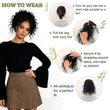 Synthetic Fiber Material Elastic Hair Band, Short Curly Ponytail Wig. Easy To Wear, Suitable For Occasions Such As Dates. - Multicolor - View 4