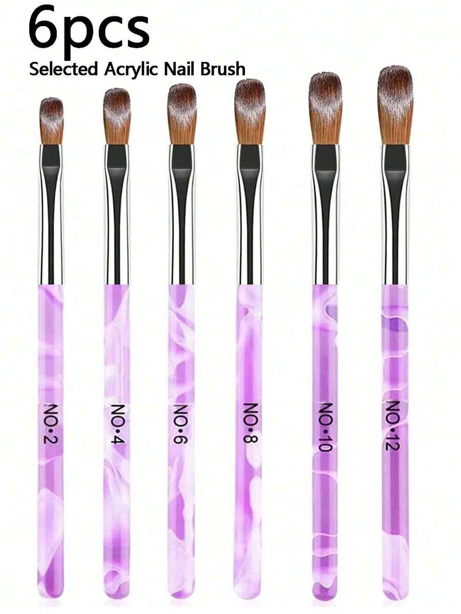 Bộ 6 bút vẽ móng acrylic màu tím, bút khắc pha lê, dụng cụ vẽ móng nghệ thuật, bút vẽ móng gel 3D/bút vẽ móng acrylic/bút thiết kế móng gel UV, phù hợp cho người mới bắt đầu vẽ móng, tiệm nail và tự làm tại nhà (Bộ 6 chiếc/Có thể mua lẻ).