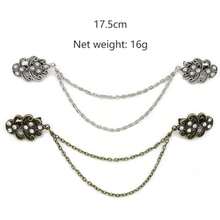 1 buah/7 buah Set Bros Jepit Sweater, Jepit Kerah Sweater Vintage dengan Rantai Rumbai, Jepit Kerah Kemeja Anti Selip, Jepit Kardigan Berhiaskan Berlian Imitasi - Antique Silver - View 21