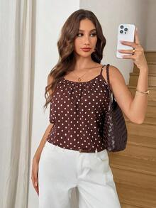 Camiseta de tirantes con pliegues con estampado de cebra para mujer - Marrón - Ver 6