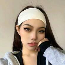 1件女款寬螺紋針織彈性髮帶 - 極簡純色螺紋髮箍 - 健身房柔軟透氣瑜伽運動髮帶,跑步 - 極簡妝容洗臉SPA髮帶 - 多功能彈性運動休閒髮飾日常佩戴 - 復古90年代健身髮帶 - 彩色 - 查看 4