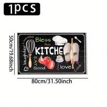 1pc Colorful Chalk Board Kitchen Pattern Printed Faux Wool TPR Bottom Doormat, Bathroom Mat, Kitchen Mat, Laundry Room Mat, Holiday Decor, Home Decor, Party Decor, Wedding Decor, Dining Decor - Multicolor - View 12
