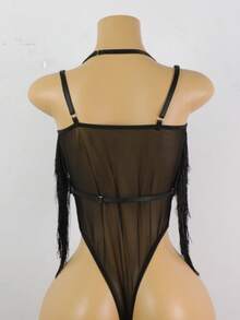 1 Áo bikini nữ kiểu yếm có tua rua, áo tắm màu đen có tua rua với chi tiết vòng kim loại, đồ bơi đi biển cho mùa hè, lễ hội, tiệc tùng và tiệc bể bơi. - A - Xem 6