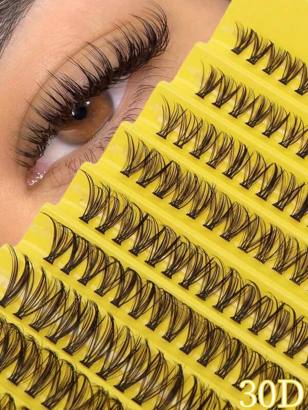 30D Cat Eye Cluster Lashes 200 Clusters, Mixed Length 10-16mm D Curl, DIY Fluffy Thick Fake Eyelashes, Reusable Easy Application For Beginners, Daily Party Stage Cosmetics, Holiday Present For Christmas Valentine's Day
