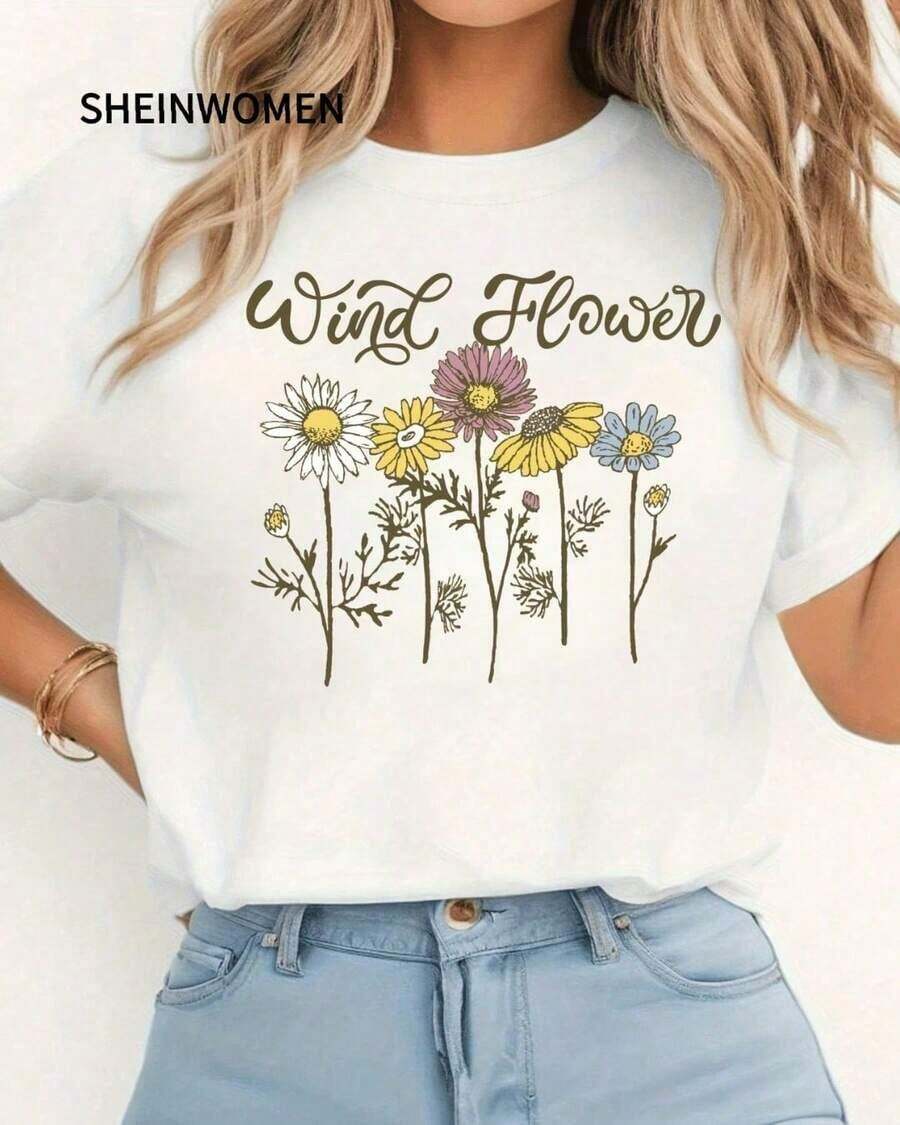 Short SleevesWomen T-ShirtsLeisure - White - View 1