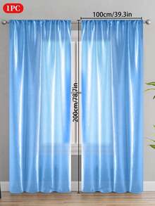 1pc Solid Color Semi-Blackout Curtain, Rod Pocket Design Room Divider Curtain, Suitable For Living Room, Bedroom, Wedding, Party Backdrop Decoration, 70gsm - Multicolor - View 79