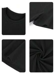 Camiseta estampada de alta gama para mujer de veranoRedondoCuelloImpresoCortoMangaCamisetaInformalSueltoAjusteSúperSuave&CómodoTela,InsCalleModaEstilo,ClásicoTodo combinaGráficoTee,TranspirableLigeroDiarioBásicoSuperior,PerfectoparaDiarioDesgaste,InformalVacacionesOficinaDesplazamiento diarioAl aire libre,Fin de semanaReuniónComprasyOcioActividades,SeñorasDe gran tamañoInformalSuéterCamiseta - Negro - Ver 3
