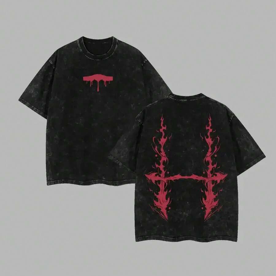 Womb Cursed Choso - Unisex Retro Acid Wash Anime T-Shirt, Unisex Anime Merch 2026, Soft Cotton Streetwear, Unisex Manga Clothing, Gift For Anime Fans - 黑色 - 查看 1