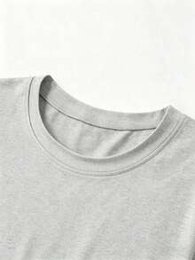 Women's Casual Cotton T-Shirt, Short Sleeve And Round Neck, With A Cute Print On The Back, Perfect For Everyday Wear, Regular Length, With Moderately Elastic Fabric, Cute And Casual Style. - 灰色 - 查看 3