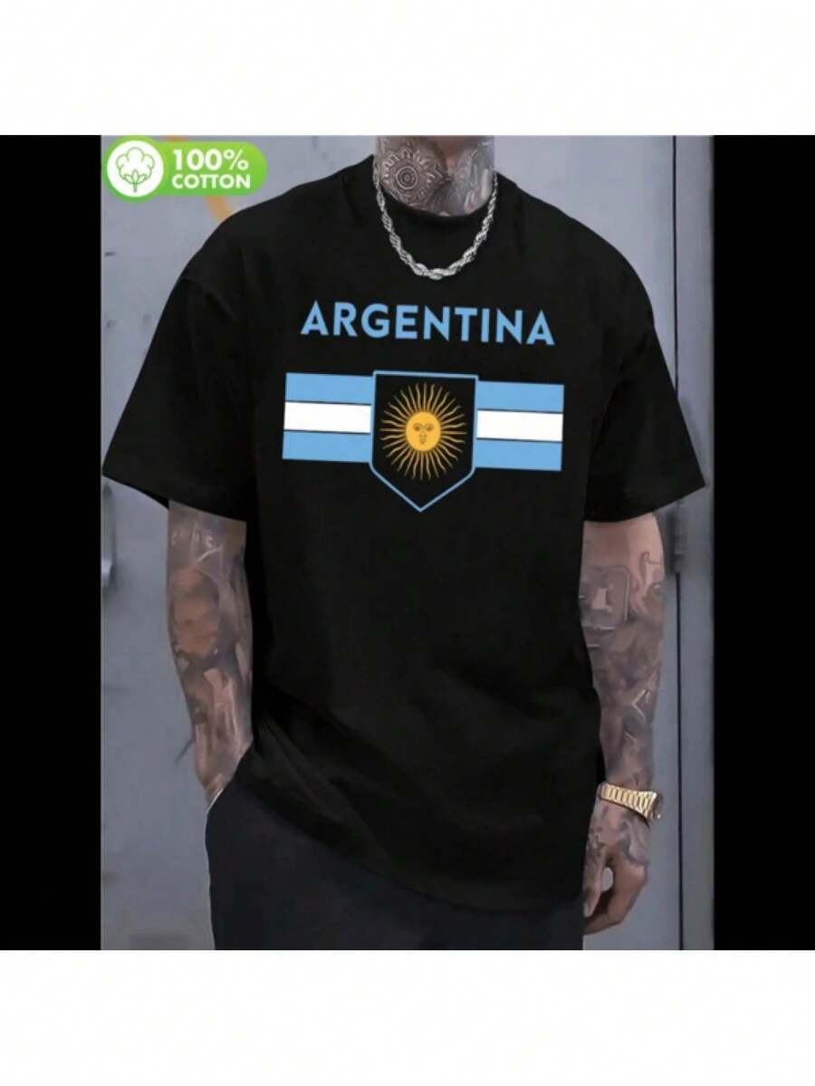 Argentina National Team Soccer Jersey - Authentic With Argentine Flag And Sun Emblem, Black-Blue Horizontal Stripes, Fan Merchandise For Training, Outdoor Matches And Casual Wear - Machine Washable - 黑色 - 查看 1
