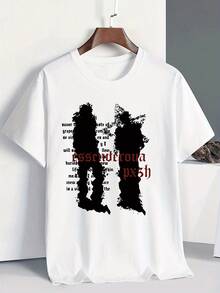 Camiseta de manga corta para hombre con un estampado gráfico moderno y diseño de salpicaduras de tinta negra, perfecta para el uso diario y para viajes cómodos, adecuada tanto para hombres como para mujeres. - Negro - Ver 7