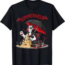 Camiseta de Halloween gótica de la playa de vampiros de verano Drácula Sandcastle - Negro - Ver 1